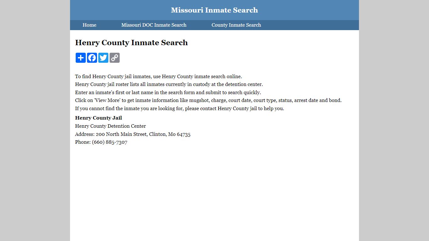 Henry County Inmate Search