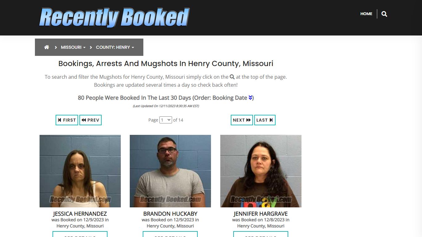 Recent bookings, Arrests, Mugshots in Henry County, Missouri